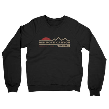 Red Rock Canyon Sunset Midweight French Terry Crewneck Sweatshirt-Black-Allegiant Goods Co. Vintage Sports Apparel