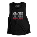 Portland Repeat Women's Flowey Scoopneck Muscle Tank-Black-Allegiant Goods Co. Vintage Sports Apparel