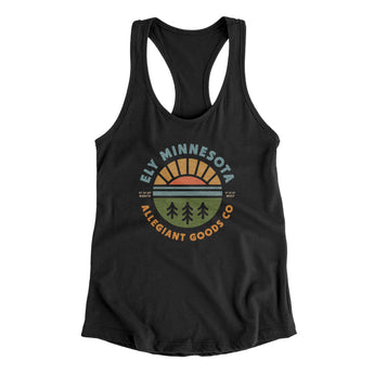 Ely Minnesota Retro Badge Women's Racerback Tank-Allegiant Goods Co. Vintage Sports Apparel