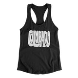 Colorado State Shape Text Women's Racerback Tank-Black-Allegiant Goods Co. Vintage Sports Apparel