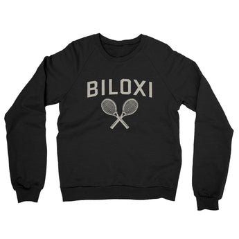 Biloxi Tennis Midweight French Terry Crewneck Sweatshirt-Black-Allegiant Goods Co. Vintage Sports Apparel