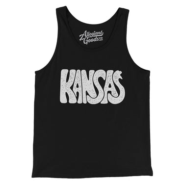 Kansas State Shape Text Men/Unisex Tank Top-Black-Allegiant Goods Co. Vintage Sports Apparel