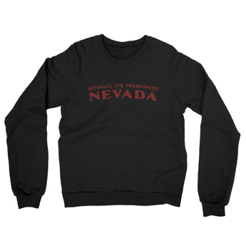 Actually It's Pronounced Nevada Midweight French Terry Crewneck Sweatshirt-Black-Allegiant Goods Co. Vintage Sports Apparel