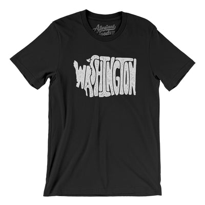 Washington State Shape Text Men/Unisex T-Shirt-Black-Allegiant Goods Co. Vintage Sports Apparel