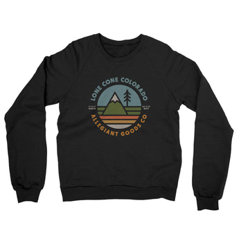 Lone Cone Colorado Retro Badge Midweight French Terry Crewneck Sweatshirt-Allegiant Goods Co. Vintage Sports Apparel