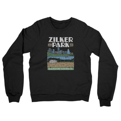 Zilker Park Midweight French Terry Crewneck Sweatshirt-Black-Allegiant Goods Co. Vintage Sports Apparel