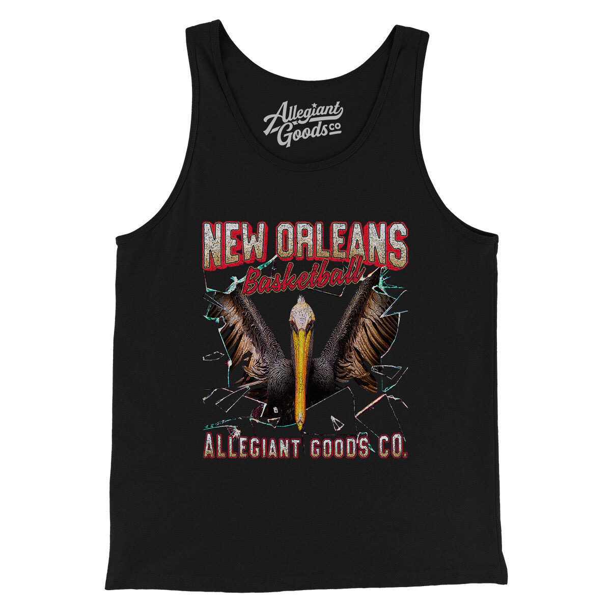 New Orleans Basketball Throwback Mascot Men/Unisex Tank Top-Black-Allegiant Goods Co. Vintage Sports Apparel