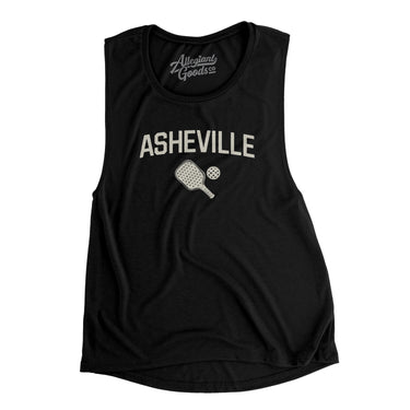 Asheville Pickleball Women's Flowey Scoopneck Muscle Tank-Black-Allegiant Goods Co. Vintage Sports Apparel