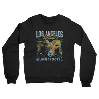 Los Angeles Football Throwback Mascot - Ram Midweight French Terry Crewneck Sweatshirt-Allegiant Goods Co. Vintage Sports Apparel