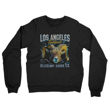 Los Angeles Football Throwback Mascot - Ram Midweight French Terry Crewneck Sweatshirt-Allegiant Goods Co. Vintage Sports Apparel