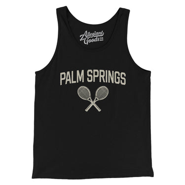Palm Springs Tennis Men/Unisex Tank Top-Black-Allegiant Goods Co. Vintage Sports Apparel
