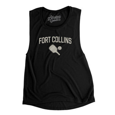 Fort Collins Pickleball Women's Flowey Scoopneck Muscle Tank-Black-Allegiant Goods Co. Vintage Sports Apparel