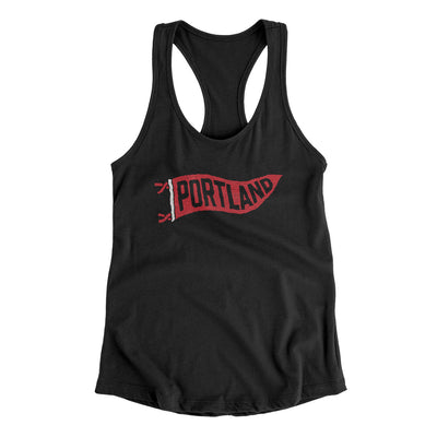Portland Pennant Women's Racerback Tank-Black-Allegiant Goods Co. Vintage Sports Apparel