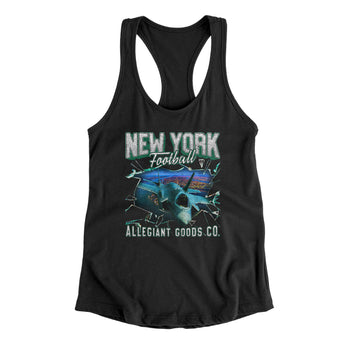 New York Football Throwback Mascot Women's Racerback Tank-Allegiant Goods Co. Vintage Sports Apparel