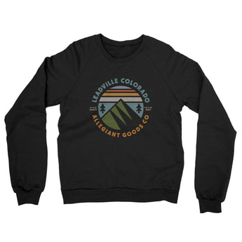Leadville Colorado Retro Badge Midweight French Terry Crewneck Sweatshirt-Black-Allegiant Goods Co. Vintage Sports Apparel