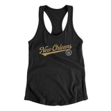 New Orleans Vintage Script Women's Racerback Tank-Black-Allegiant Goods Co. Vintage Sports Apparel
