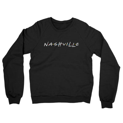Nashville Friends Midweight French Terry Crewneck Sweatshirt-Black-Allegiant Goods Co. Vintage Sports Apparel