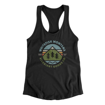Whitefish Montana Retro Badge Women's Racerback Tank-Black-Allegiant Goods Co. Vintage Sports Apparel