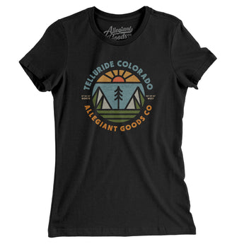 Telluride Colorado Retro Badge Women's T-Shirt-Black-Allegiant Goods Co. Vintage Sports Apparel