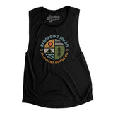 Sandpoint Idaho Retro Badge Women's Flowey Scoopneck Muscle Tank-Black-Allegiant Goods Co. Vintage Sports Apparel