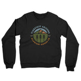 Flagstaff Arizona Retro Badge Midweight French Terry Crewneck Sweatshirt-Black-Allegiant Goods Co. Vintage Sports Apparel