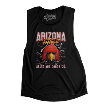 Arizona Football Throwback Mascot Women's Flowey Scoopneck Muscle Tank-Black-Allegiant Goods Co. Vintage Sports Apparel