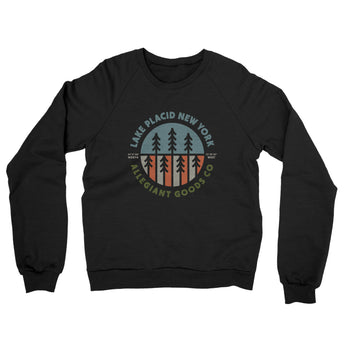 Lake Placid New York Retro Badge Midweight French Terry Crewneck Sweatshirt-Black-Allegiant Goods Co. Vintage Sports Apparel
