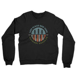 Lake Placid New York Retro Badge Midweight French Terry Crewneck Sweatshirt-Black-Allegiant Goods Co. Vintage Sports Apparel