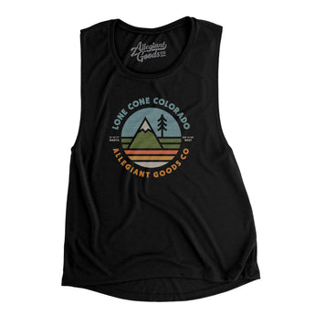 Lone Cone Colorado Retro Badge Women's Flowey Scoopneck Muscle Tank-Allegiant Goods Co. Vintage Sports Apparel
