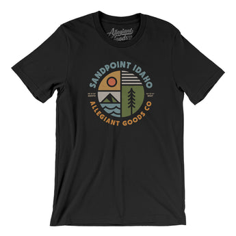 Sandpoint Idaho Retro Badge Men/Unisex T-Shirt-Black-Allegiant Goods Co. Vintage Sports Apparel