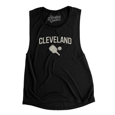 Cleveland Pickleball Women's Flowey Scoopneck Muscle Tank-Black-Allegiant Goods Co. Vintage Sports Apparel