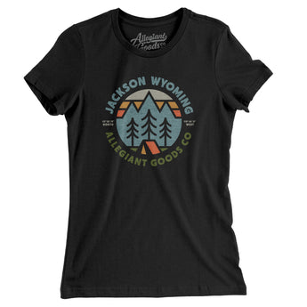 Jackson Wyoming Retro Badge Women's T-Shirt-Black-Allegiant Goods Co. Vintage Sports Apparel