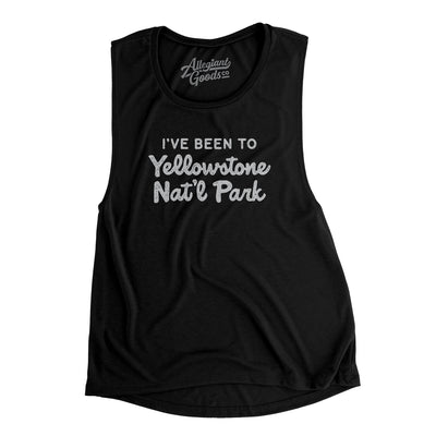 I've Been To Yellowstone National Park Women's Flowey Scoopneck Muscle Tank-Black-Allegiant Goods Co. Vintage Sports Apparel