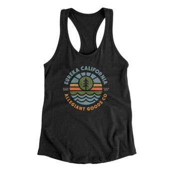 Eureka California Retro Badge Women's Racerback Tank-Black-Allegiant Goods Co. Vintage Sports Apparel