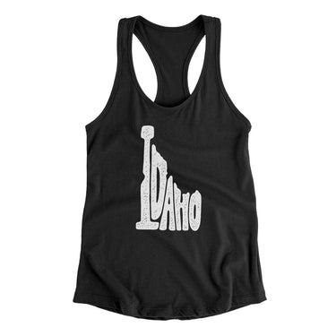 Idaho State Shape Text Women's Racerback Tank-Black-Allegiant Goods Co. Vintage Sports Apparel