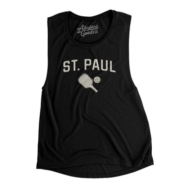 St. Paul Pickleball Women's Flowey Scoopneck Muscle Tank-Black-Allegiant Goods Co. Vintage Sports Apparel