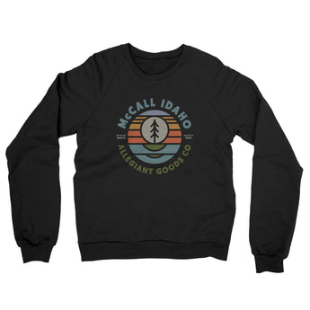Mccall Idaho Retro Badge Midweight French Terry Crewneck Sweatshirt-Black-Allegiant Goods Co. Vintage Sports Apparel
