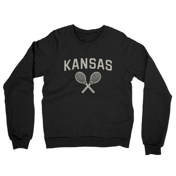 Kansas Tennis Midweight French Terry Crewneck Sweatshirt-Black-Allegiant Goods Co. Vintage Sports Apparel