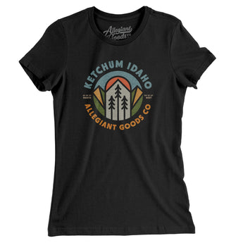 Ketchum Idaho Retro Badge Women's T-Shirt-Black-Allegiant Goods Co. Vintage Sports Apparel