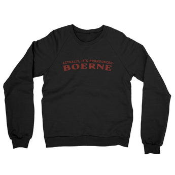 Actually It's Pronounced Boerne Midweight French Terry Crewneck Sweatshirt-Black-Allegiant Goods Co. Vintage Sports Apparel