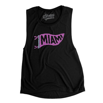 Miami Pennant Women's Flowey Scoopneck Muscle Tank-Black-Allegiant Goods Co. Vintage Sports Apparel