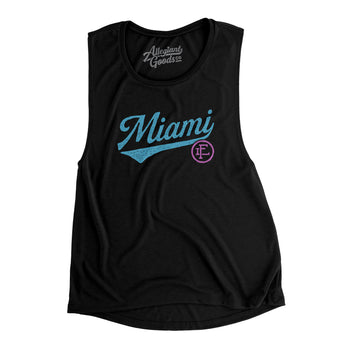 Miami Vintage Script Women's Flowey Scoopneck Muscle Tank-Allegiant Goods Co. Vintage Sports Apparel