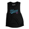 Miami Vintage Script Women's Flowey Scoopneck Muscle Tank-Black-Allegiant Goods Co. Vintage Sports Apparel