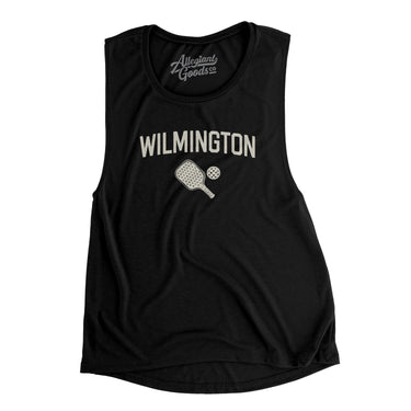 Wilmington Pickleball Women's Flowey Scoopneck Muscle Tank-Black-Allegiant Goods Co. Vintage Sports Apparel