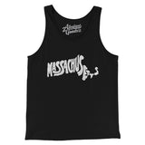 Massachusetts State Shape Text Men/Unisex Tank Top-Black-Allegiant Goods Co. Vintage Sports Apparel