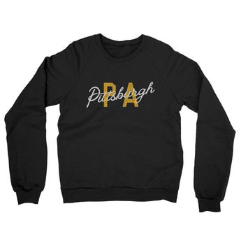 Pittsburgh Pa Overprinted Midweight French Terry Crewneck Sweatshirt-Black-Allegiant Goods Co. Vintage Sports Apparel