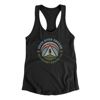Hood River Oregon Retro Badge Women's Racerback Tank-Black-Allegiant Goods Co. Vintage Sports Apparel