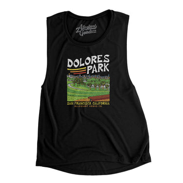 Dolores Park Women's Flowey Scoopneck Muscle Tank-Black-Allegiant Goods Co. Vintage Sports Apparel