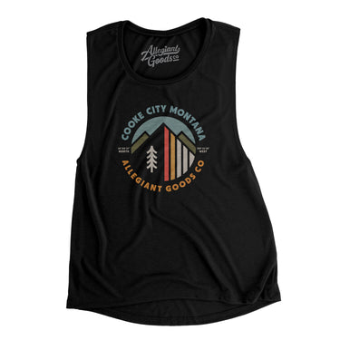 Cooke City Montana Retro Badge Women's Flowey Scoopneck Muscle Tank-Allegiant Goods Co. Vintage Sports Apparel