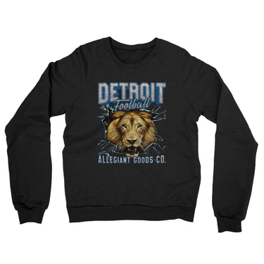 Detroit Football Throwback Mascot Midweight French Terry Crewneck Sweatshirt-Allegiant Goods Co. Vintage Sports Apparel